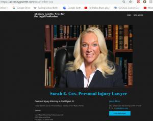 Sarah Ellen Cox, Attorney in Florida, info at AttorneyGazette