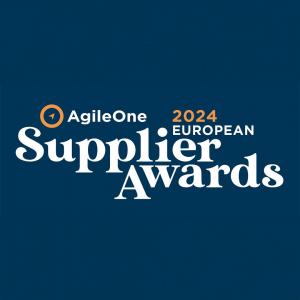 2024 AgileOne European Supplier Awards logo: navy background with white typography and the AgileOne logo.