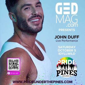 Festival headliner, singer-songwriter John Duff, whose performance last year solidified his status as the next gay pop superstar.