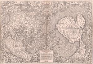 Lot #1 - titled Nova, et Integra Universi Orbis Descriptio – is a rare first edition of a double-cordiform world map with the first reference to Magellan’s voyage. It was prepared by French cartographer Oronce Fine in 1531 (est. $50,000-$60,000).