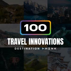 image of a global mosaic with text overlay that says "100 Travel Innovations"