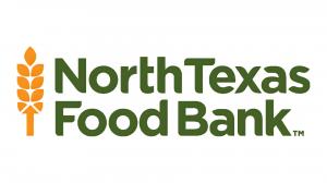 Logo of the North Texas Food Bank featuring the name in bold green letters with an orange wheat sheaf icon to the left, symbolizing their mission to feed the hungry across North Texas.