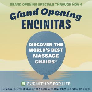 Furniture For Life - Encinitas massage chair store grand opening poster