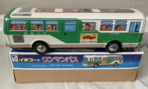 Vintage Japanese friction bus by Ichiko, approximately 16 inches long, with original box (est. $200-$500).