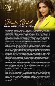 Promotional poster for Paula Abdul receiving the Paula Abdul Legacy Award at the 2024 Industry Dance Awards Gala of the Stars, celebrating her contributions to music, dance, and female empowerment in the entertainment industry.