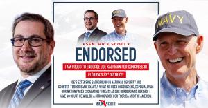 Senator Rick Scott Endorses Joe Kaufman for Congress in Florida’s 23rd District