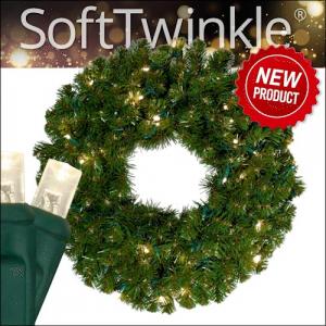 SoftTwinkle® Lights on Red Sleigh® Wreaths. Beautiful!