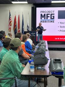 Todd Hawkins talking to students before the competition