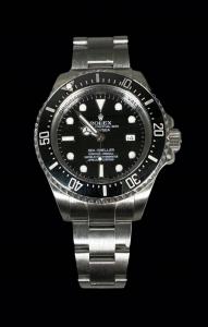 Men’s Rolex Sea-Dweller Deep Sea stainless-steel watch with oyster case, synthetic sapphire crystal and original boxes and papers (est. $5,000-$8,000).