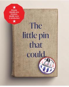 Pin on a hardback book cover.