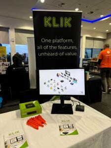 Animation showing how KLIK captures any and all media, then sends it to where students can view and interact with it.