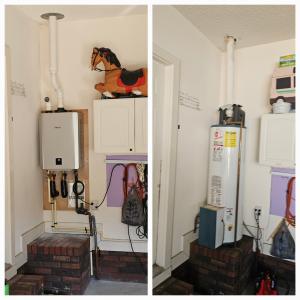 Pathmaker Plumbing of Charlotte's before and after of installing a tankless water heater