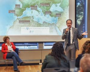 Stefano Pisani, Mayor of Pollica and Chairman of the Centro Studi Dieta Mediterranea Presenting the Emblematic communities of the Mediterranean Dieta at NYU