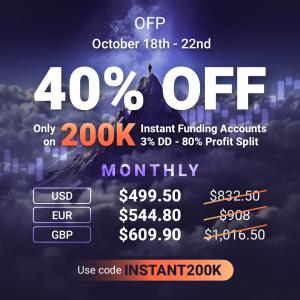 OFP Announces 5 days of 40% Discount on 200K Instant Funding Accounts with 80% Profit Split