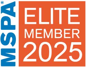 The logo for companies who achieve MSPA Americas 2025 Elite status