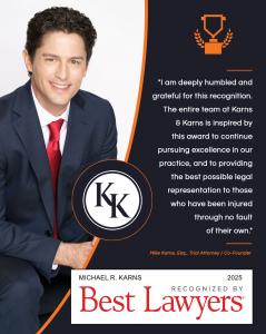 Mike Karns, co-founder of Karns & Karns Personal Injury and Accident Attorneys, was recognized as one of the Best Lawyers for his dedication to providing expert legal representation and client advocacy