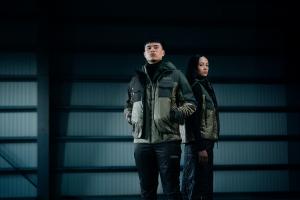 Couple showing Black sheep collection. Icelandic wool filled apparel