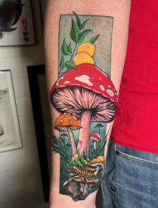 Red Mushroom tattoo by Thaddeus Curry  - Tattoo Artist Apprenticeship