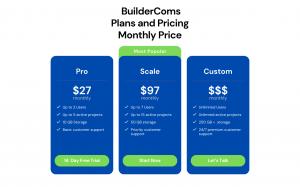 BuilderComs monthly pricing