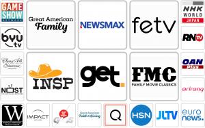 A selection of the TV networks that ZipWave TV carries, including Newsmax, INSP, Game Show Network and more