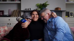 Nadya Lopez, a Miami-based student, artist, and transgender woman, appears with her parents in the "Here We Are" campaign—an initiative by Ground Media and GLAAD to amplify the voices of trans Americans and their families