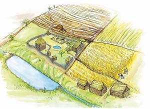 FIg: Reconstruction of the Cistercian manor and its surroundings.