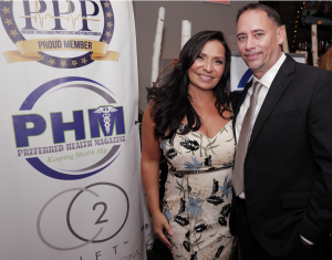 Preferred Health Magazine's Publisher/CEO Angelina Cappiello and COO Michael Fanesi at the fall cover launch party held at Essex Restaurant in NYC on October 24th, 2024.