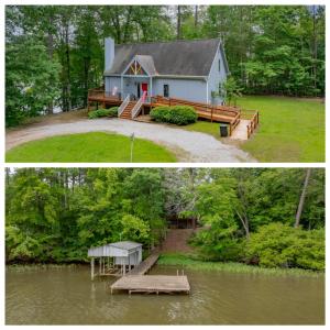 Well maintained 3 BR/2 BA Lake Gaston waterfront home w/basement on 1.17± acre deep water lot. Lot has 300'± of lake frontage; 13.5'± of water at the dock & boat house. This home measures 2,816± gross sf. (1,980± finished sf. total), and features an open floor plan