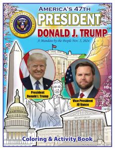 President Donald Trump with Vice President JD Vance Coloring Book released by ColoringBook.com