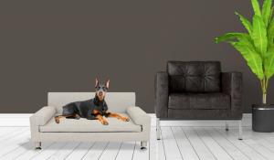 LUXE Ultra-Luxury Dog Bed in Linen with Dog