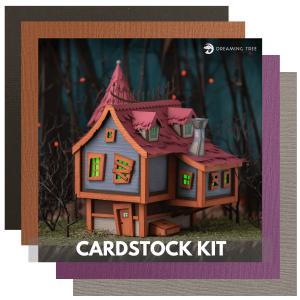 A captivating 30-sheet collection titled "Dreaming Tree Bewitched Bungalow" in 12x12 premium cardstock, featuring enchanting designs ideal for magical, autumn-inspired crafts and projects.