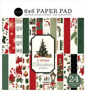 A nostalgic 6x6 paper pad featuring vintage Christmas designs, including classic holiday patterns, retro illustrations, and festive colors, ideal for scrapbooking and holiday crafts.