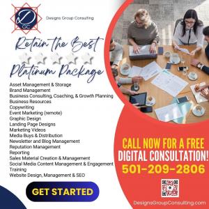 Dannet Botkin with Designs Group Consulting offers three comprehensive business & marketing packages. The Platinum Package is our top package and offers the most services at the best cost!