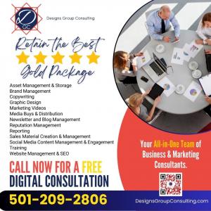 Dannet Botkin with Designs Group Consulting offers three comprehensive business & marketing packages. The Gold Package offers more services and provides both a groundwork for businesses to flourish!!