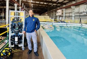 Sushil Tyagi of Berkeley Marine Robotics at US Navy Fathomwerx pool with his swarm UAVs and underwater laser comm system for Coastal Trident ANTX (Advanced Naval Technology Experiments) ‘23