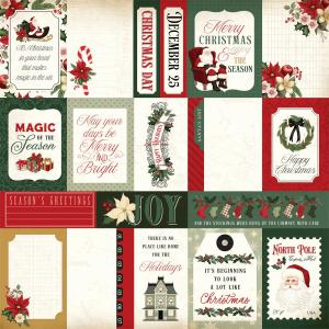 A 12x12 vintage-style Christmas cardstock by Carta Bella, featuring festive journaling cards with nostalgic holiday designs.