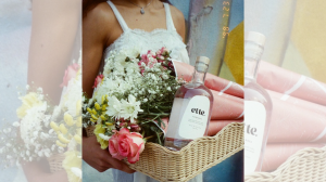 Flora Rosa bottle in a basket