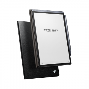 The iFLYTEK AINOTE Air 2, a digital notepad with a paper-like screen for note-taking and a stylus for writing.