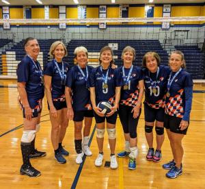 Arch Rivals, women's 65+ volleyball team, win gold medals at the 2024 Missouri State Senior Games in their GetSetUp jerseys qualifying them for the 2025 National Senior Games.