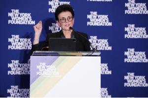 The New York Women's Foundation President and CEO Ana L. Oliveira addressing the crowd (Photo Credit: Shutterstock / Jared Siskin)