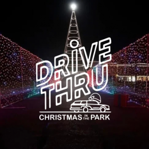 Photo of Christmas in the Park's Drive Thru Light Show at History Park with the logo over top