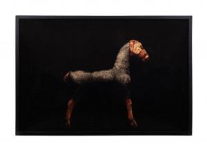 This mixed media with straw, burlap and tulle behind painted Plexiglas by Todd Murphy (Ga., 1962-2020), titled Straw Horse, unsigned and in a 33 ½ inch by 49 ¾ inch frame, should hit $5,000-$7,000.