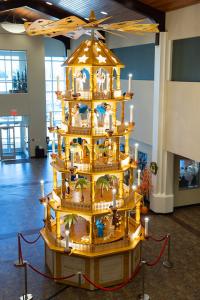 White's Chapel Christmas pyramid viewed from second floor level