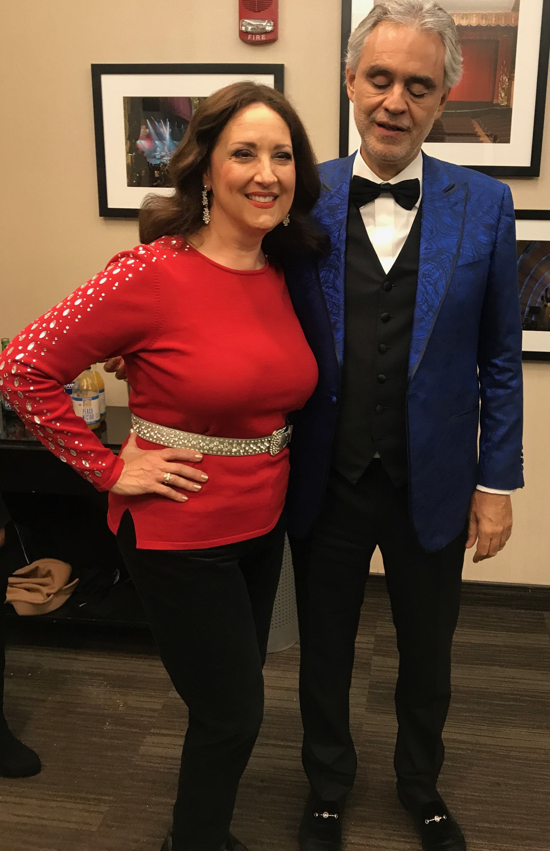 Award-winning Singer Cristina Fontanelli back-stage at Madison Square Garden with Andrea Bocelli