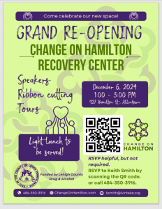 After Receiving Funding Through Opioid Crisis Lawsuits, Change on Hamilton Recovery Center Holds Grand Reopening on Friday, December 6, 2024 from 1:00 pm - 3:00 pm