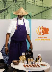 Chef Moos presenting Ivorian culinary creations at the World Travel Market (WTM) 2024.