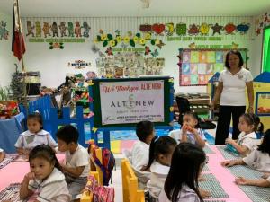 Altenew supported a preschool in the Philippines with educational resources, including a satellite cable with access to educational programs, blocks, puzzles, balls, and indoor playground equipment.