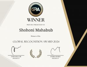 Global Recognition Award Certificate