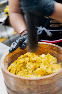 Picture of food being mashed.