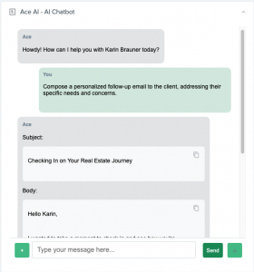 Ace AI streamlines client communication by composing personalized follow-up emails tailored to specific needs and concerns, saving real estate professionals time and effort.